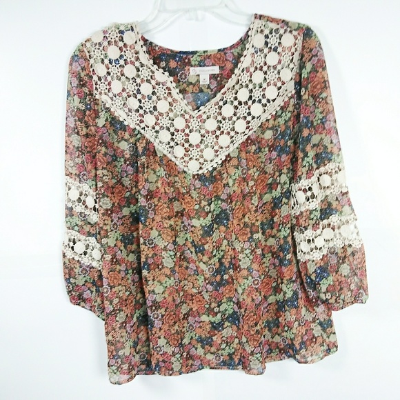 Charming Charlie Tops - 3/$30 Charming Charlie Boho Floral Crochet Lace